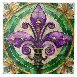 Mardi Gras Stached Glass Fleur de lis Kakelplatta