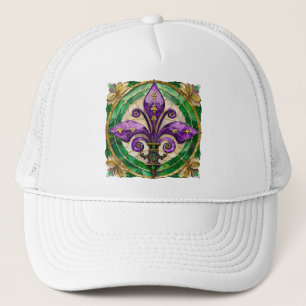Mardi Gras Stached Glass Fleur de lis Keps