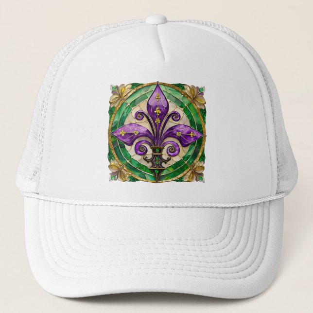 Mardi Gras Stached Glass Fleur de lis Keps (Framsida)