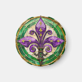 Mardi Gras Stached Glass Fleur de lis Magnet