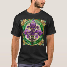 Mardi Gras Stached Glass Fleur de lis T Shirt