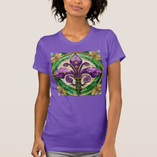 Mardi Gras Stached Glass Fleur de lis T Shirt