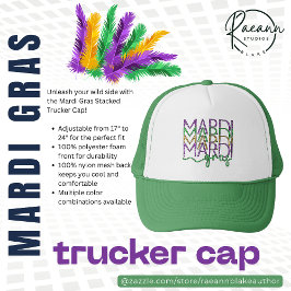 Mardi Gras Stacked Trucker Cap Keps