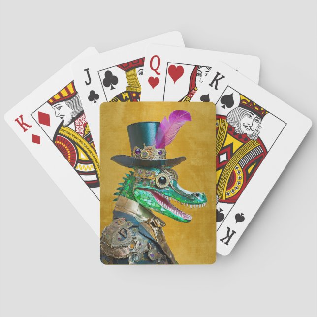 Mardi Gras Steampunk-fest Djur Alligator Casinokort (Baksidan)