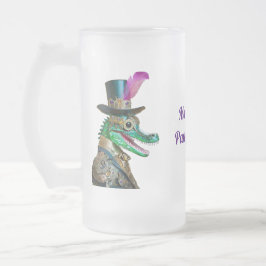 Mardi Gras Steampunk-fest Djur Alligator Frostat Ölglas