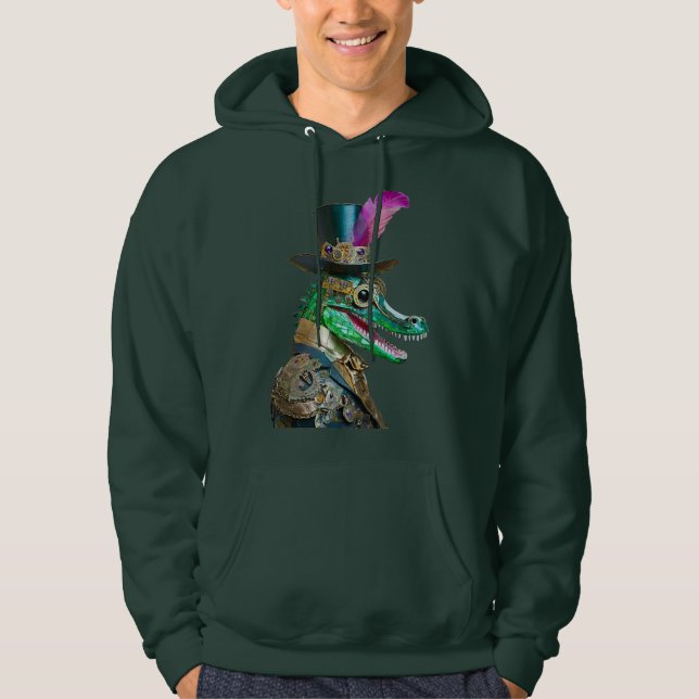 Mardi Gras Steampunk-fest Djur Alligator Hoodie (Framsida)