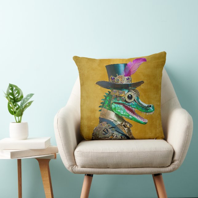 Mardi Gras Steampunk-fest Djur Alligator Kudde (Stol)