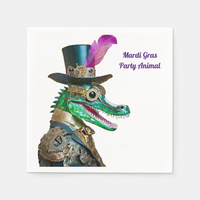 Mardi Gras Steampunk-fest Djur Alligator Pappersservett (Framsidan)