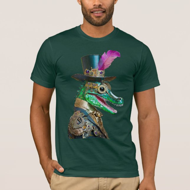 Mardi Gras Steampunk-fest Djur Alligator T Shirt (Framsida)