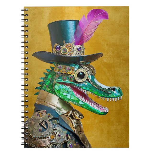 Mardi Gras Steampunk Party Animal Alligator Anteckningsbok (Framsidan)