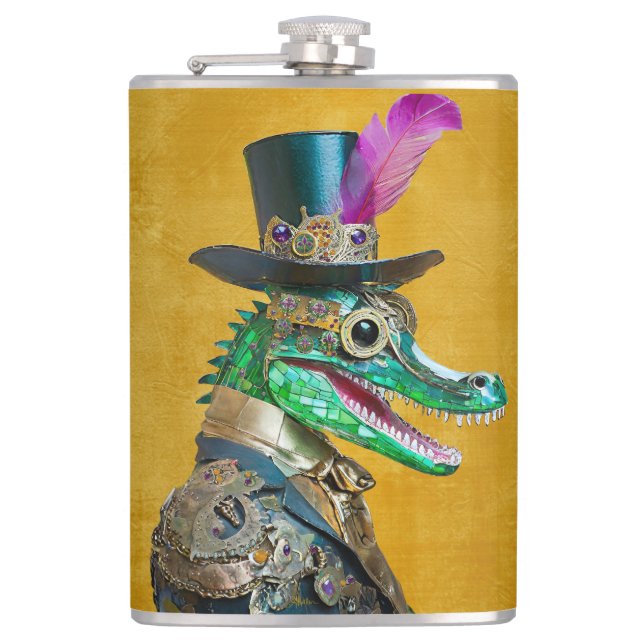 Mardi Gras Steampunk Party Animal Alligator Fickplunta (Framsidan)