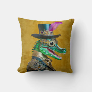 Mardi Gras Steampunk Party Animal Alligator Kudde