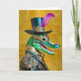 Mardi Gras Steampunk Party Animal Alligator Tack Kort