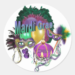 Mardi Gras Sticker Runt Klistermärke