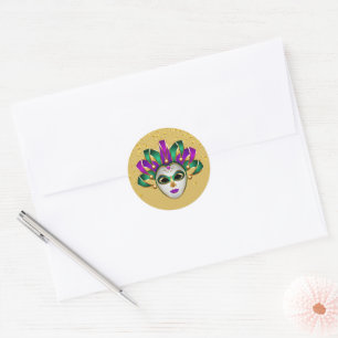 Mardi Gras Sticker Runt Klistermärke