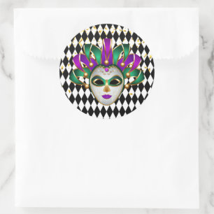 Mardi Gras Sticker Runt Klistermärke