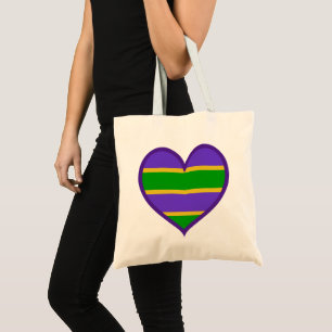 Mardi Gras Stripe Lila Heart Tygkasse