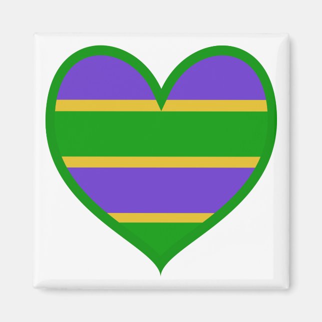 Mardi Gras Striped Heart Magnet (Framsidan)