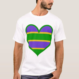 Mardi Gras Striped Heart T Shirt