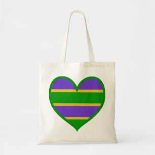 Mardi Gras Striped Heart Tygkasse