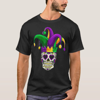 Mardi Gras Sugar Skull Jester Costume , Women Man  T Shirt