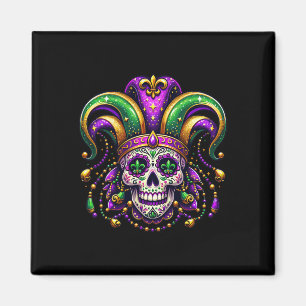 Mardi Gras Sugar Skull Outfit Costume Manar Women Magnet