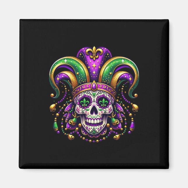 Mardi Gras Sugar Skull Outfit Costume Manar Women  Magnet (Framsidan)