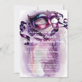 Mardi Gras Sweet 16 maskerad födelsedagsinbjudan