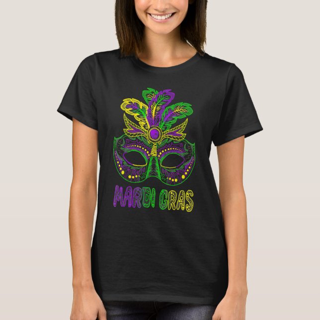 Mardi Gras T Shirt Mardi Gras 2023 Beads Mask Feat (Framsida)