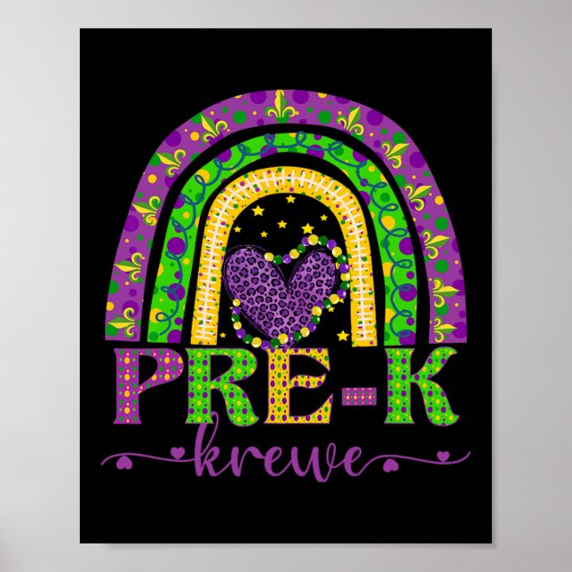 Mardi Gras Teacher Pre-k Krewe Rainbow Leopard Car Poster (Framsidan)
