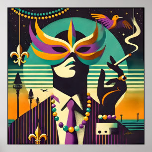 Mardi Gras the Smoking Man Poster