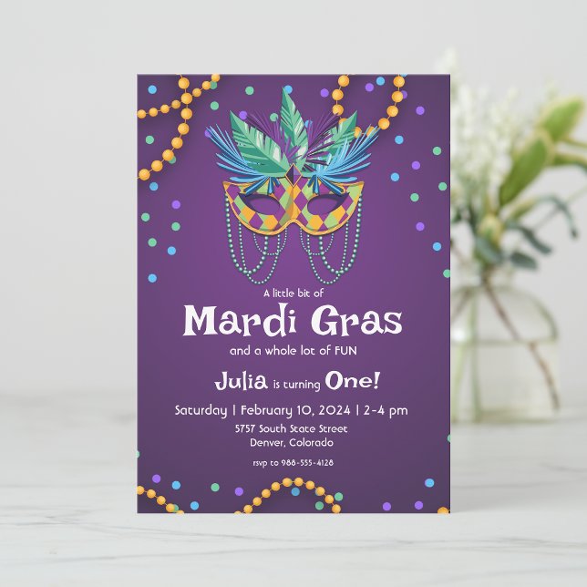 Mardi Gras Theme Inbjudan till födelsedagspartiet (Skapare uppladdad)