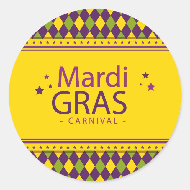 Mardi Gras Theme Runt Klistermärke (Framsida)