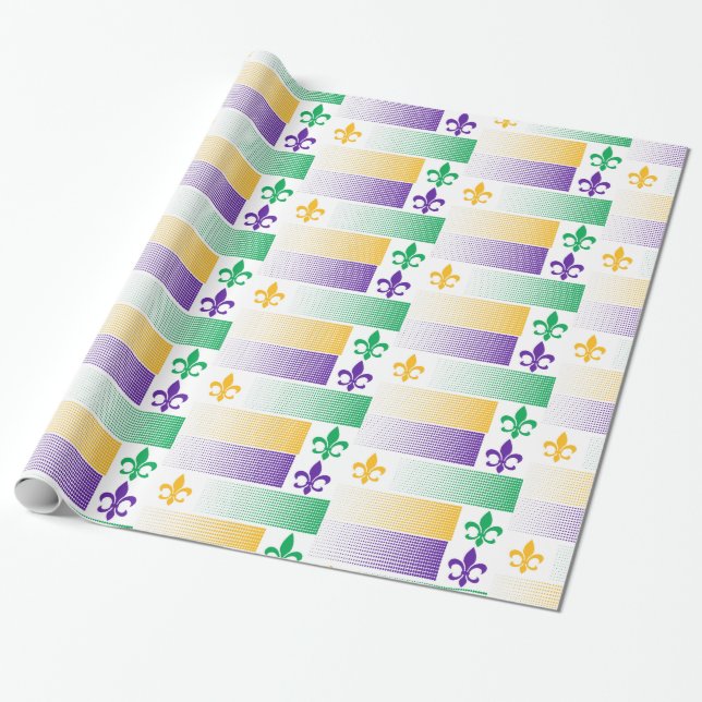 Mardi Gras themed slående in papper Presentpapper (Utrullad)