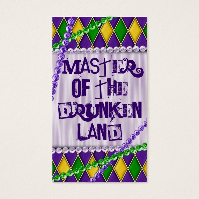 Mardi Gras Thmet Pärlor, Harlequin Diamond Visitkort (Framsidan)
