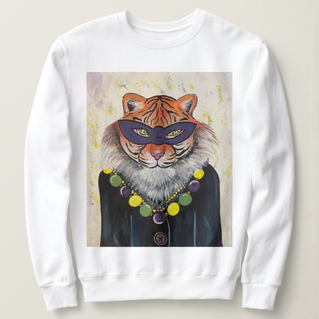 Mardi Gras Tiger Sweatshirt T Shirt (Design framsida)