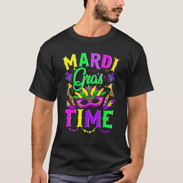 Mardi Gras Time Feasted Krewes Mask Mardi Gras T Shirt (Framsida)