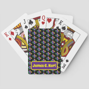 Mardi Gras Tjock Tisdag Lila Grönt Fleur De Lis Casinokort