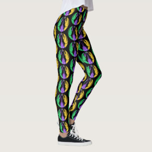 Mardi Gras Tjock Tisdag Lila Guld Grönt Kräftor Leggings