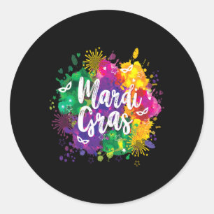 Mardi Gras Tjock Tisdag New Orleans Mobile Carniva Runt Klistermärke