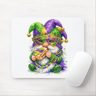 Mardi Gras Tomte Äter King Cake Musmatta
