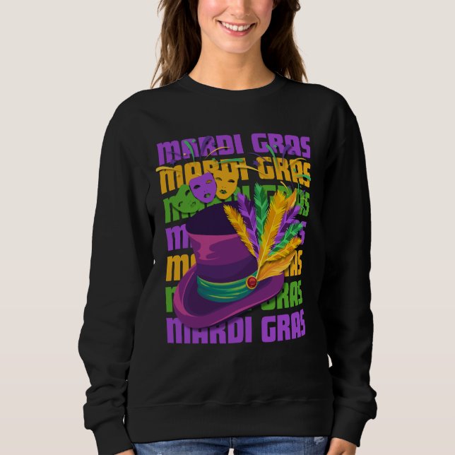 MARDI GRAS Top hat Feathers T Shirt (Framsida)