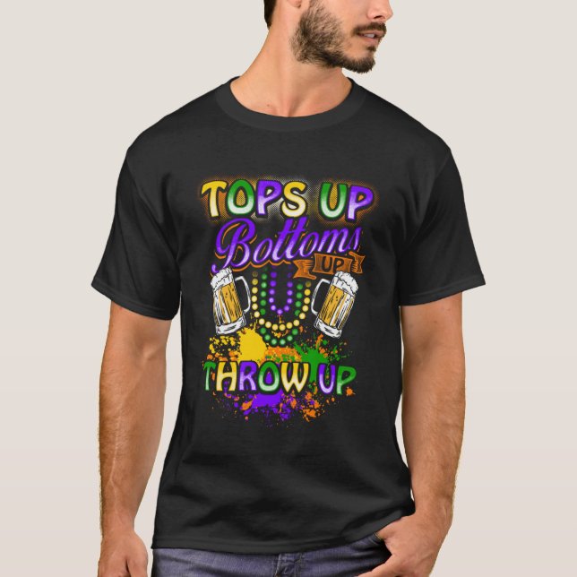 Mardi Gras Toppar uppåt Grund uppåt uppåt och nedå T Shirt (Framsida)