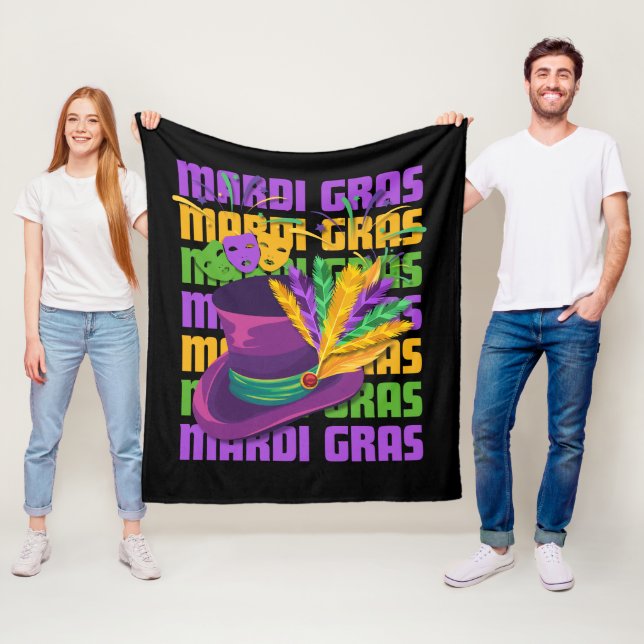 MARDI GRAS Topphattfjädrar Fleecefilt (På plats)