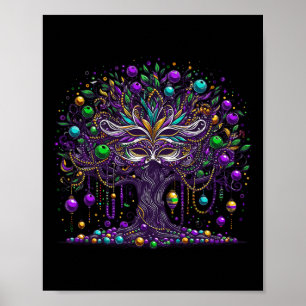 Mardi Gras Träd Pärlor New Orleans 2025 Festival P Poster