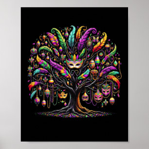 Mardi Gras Träd Pärlor New Orleans Festival Poster