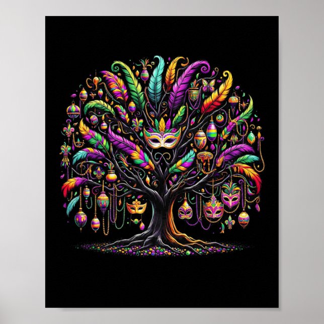 Mardi Gras Träd Pärlor New Orleans Festival Poster (Framsidan)