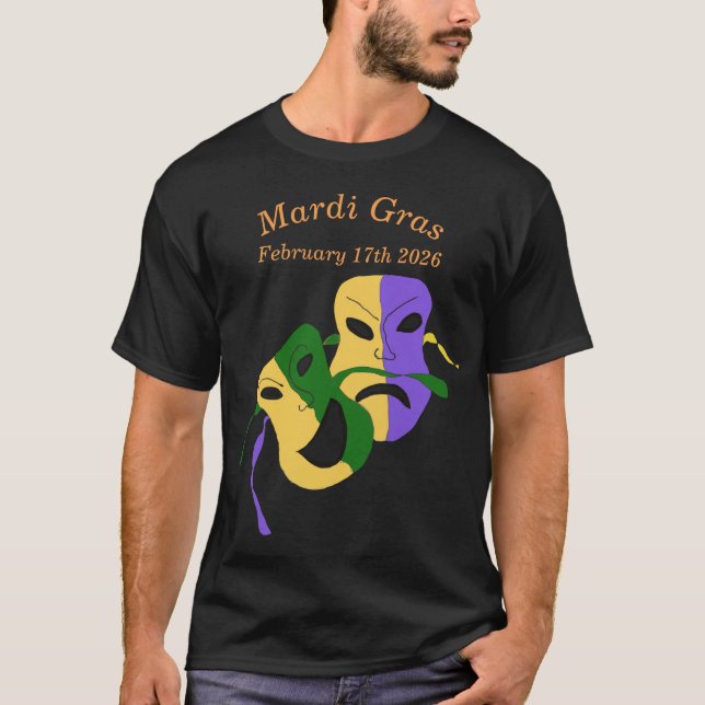 Mardi Gras Tragedy Comedy Mask T Shirt (Framsida)