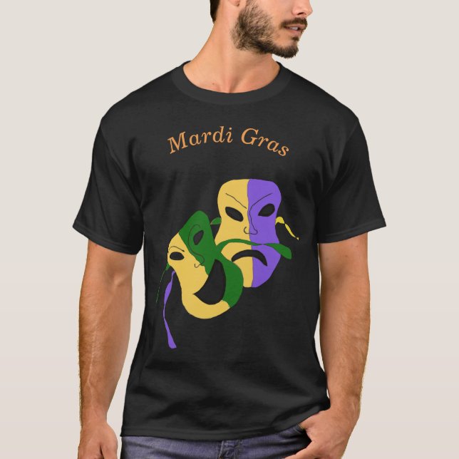 Mardi Gras Tragedy Comedy Mask T Shirt (Framsida)