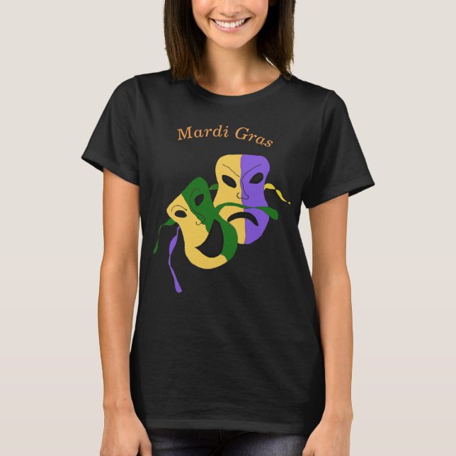 Mardi Gras Tragedy Comedy Mask T Shirt (Framsida)